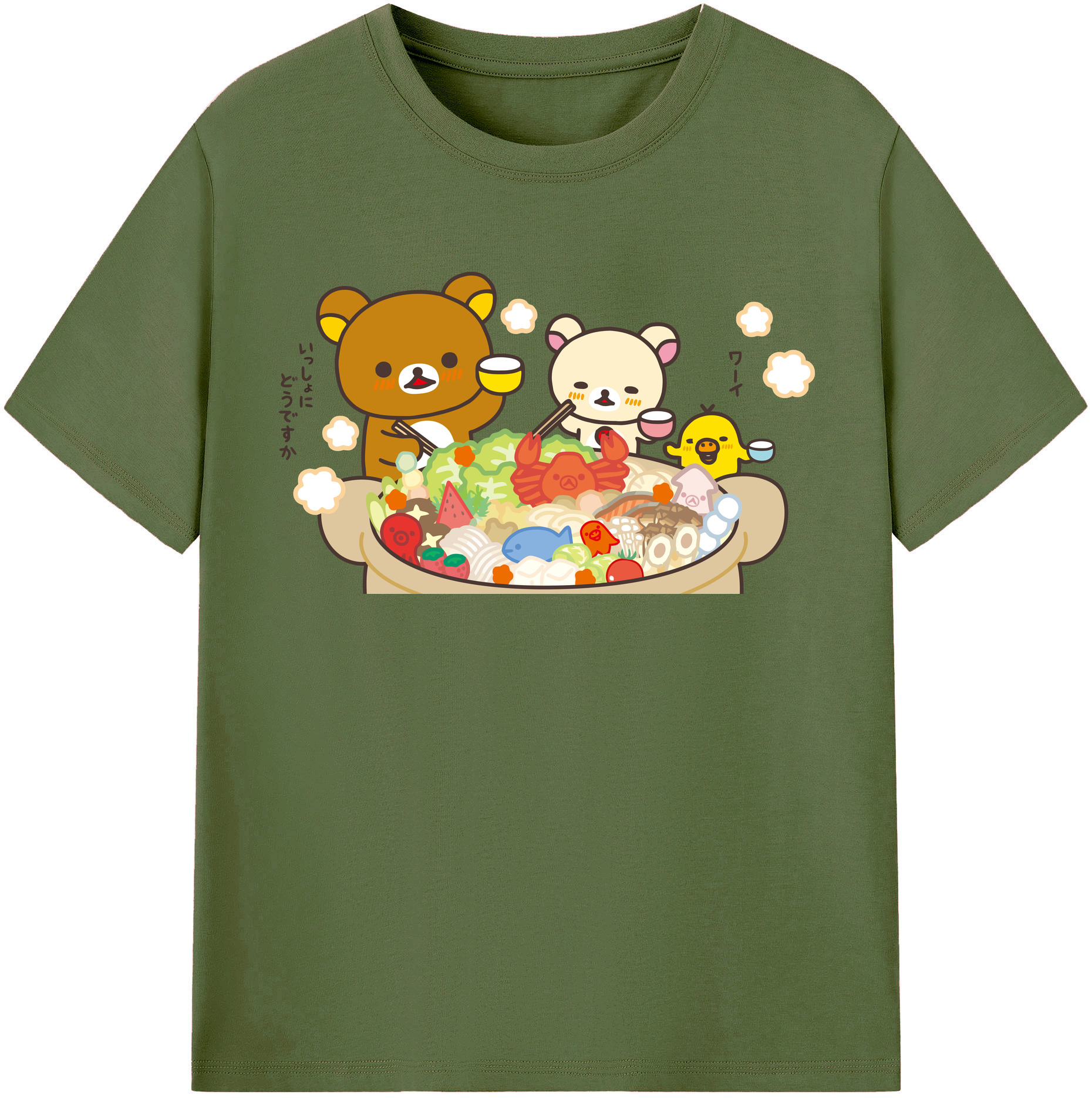 （画像用） リラックマ リラックマ キイロイトリ Rilakkuma Korilakkuma Kiiroitori 綿100％半袖Tシャツ（フロントプリント）